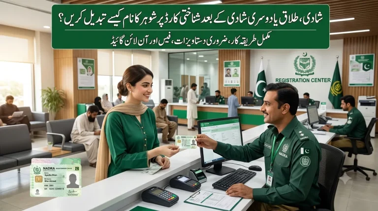 Change the name of the husband on cnic
