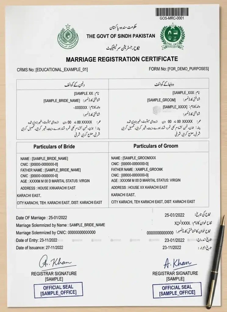 Marriage Certificate Nadra