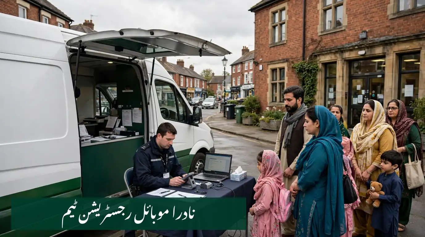 NADRA Mobile Registration Team van serving overseas Pakistanis in a far-flung area